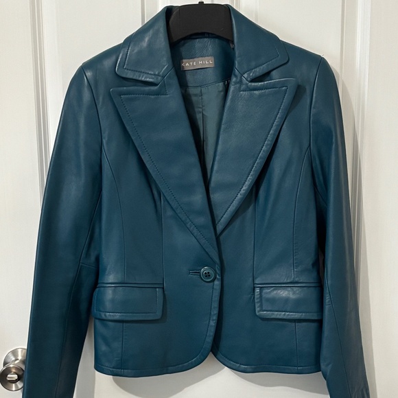 Kate Hill Jackets & Blazers - Kate Hill teal leather jacket size 4